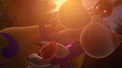 1futa big_breasts digimon futanari hand_on_penis looking_at_viewer looking_down miniskirt renamon solo tagme topless vrchat