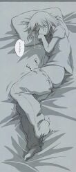 1girls 2d bed cute heart japanese_text masturbation original original_character solo young
