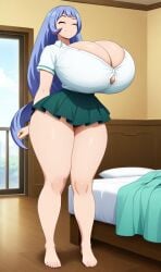 ai_generated blue_eyes hadou_nejire huge_breasts long_hair my_hero_academia nejire_hado purple_hair school_uniform schoolgirl thick_thighs
