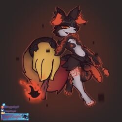 1:1 anthro braixen breasts ftg_crossgender fti_crossgender futanari generation_6_pokemon genitals gynomorph hi_res hybrid intersex knot markings midna nintendo nipples penis pokemon pokemon_(species) solo tagme tail the_legend_of_zelda trapknight twilight_princess