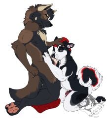 alpha_channel animal_genitalia animal_penis anthro black_body black_fur bodily_fluids brown_body brown_eyes brown_fur canid canine canine_genitalia canine_penis canis claws cum cum_in_nose cum_inside cum_while_penetrated curled_tail domestic_dog duo ear_piercing facial_piercing fellatio finger_claws fur genital_fluids genitals grey_body grey_fur hair hand_in_hair hand_on_head hand_on_hip hi_res highlights_(coloring) husky industrial_piercing jecsh kneeling knot lip_piercing looking_at_another male male/male male_penetrated male_penetrating male_penetrating_male mammal multicolored_body multicolored_fur nordic_sled_dog nose_scar oral pawpads paws penetration penile penis penis_in_mouth piercing pink_penis red_hair red_penis scar sebastian_the_husky sex snakebite_piercing spitz taavi_(theeldermousescrolls) tail tan_body tan_fur touching_hair white_body white_fur wolf yellow_eyes