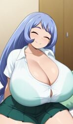 ai_generated blue_eyes hadou_nejire huge_breasts long_hair my_hero_academia nejire_hado purple_hair school_uniform schoolgirl thick_thighs
