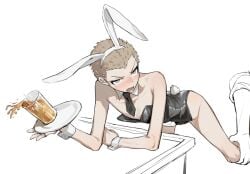 bent_over bent_over_table bunny_ears bunnysuit casssstle12 danganronpa danganronpa_2:_goodbye_despair fuyuhiko_kuzuryuu grabbing_leg male male_focus male_only waiter