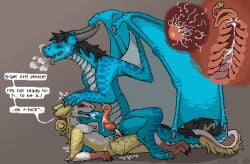 anthro bestiality_impregnation bodily_fluids cowgirl_position cum cum_inside dominant dominant_feral dragon duo feral forced forced_orgasm from_front_position genital_fluids genitals herm impregnation internal intersex male male_on_feral male_penetrating_feral maleherm mustard_(welcometothevoid) mythological_creature mythological_scalie mythology on_bottom on_top orgasm ovum penis precum prehensile_penis scalie sex size_difference sperm_cell submissive submissive_male swiss_(mustard) vaginal_fluids xyrute zoophilia