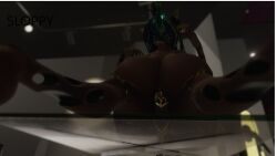1girls big_breasts bikini black_body friendship_is_magic green_eyes horn loincloth my_little_pony queen_chrysalis_(mlp) sloppydragons solo spread_legs tagme vrchat