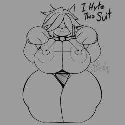 absurd_res anthro big_breasts breasts domestic_cat fan_character felid feline felis female hi_res huge_breasts mammal nipples shaila_best_(skachy) skachy solo