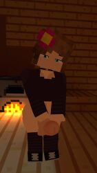 1futa 3d clothed female futanari hand_on_penis jenny_belle_(slipperyt) minecraft no_pants vrchat