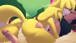 16:9 4k absurd_res anthro ass blush bodily_fluids canid canine cappulait cum cum_pool duo excessive_cum excessive_genital_fluids female fox genital_fluids genitals hand_on_butt hi_res human kissing leaking_cum male male/female mammal nude penis sega sonic_(series) sonic_boom sonic_the_hedgehog_(series) widescreen zooey_the_fox