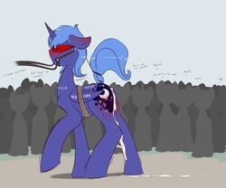 blindfold blush bondage bound cum cum_inside cutie_mark equine female friendship_is_magic gag horn horse humiliation kryptchild leash my_little_pony pony princess_luna_(mlp) public spanked wings