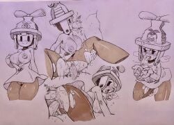 1girl2boys 1girls 2boys1girl big_breasts blank_background blowjob blush_lines breasts connie_(mario) cum_in_mouth cum_in_pussy cum_on_tongue drawing female furaffinity_link humanoid humanoid_female male male/female mario_(series) mario_and_luigi:_brothership mario_and_luigi_(series) muscular muscular_male musk nipples oral oral_sex penis pubic_hair pussy sex sketch sketch_page skirt smile sweat sweatdrop tagme tongue tongue_out torn_clothes torn_clothing vagina vaginal_penetration vaginal_sex zenox