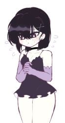 1girls black_eyes black_hair chainsaw_man goth goth_girl kobeni_higashiyama mole_under_eye my_art short_dress short_hair thick_thighs