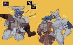 2025 2boys ambiguous_species anal_sex bandit_(risk_of_rain) bara boots clothed clothed_sex cowboy_hat cum cum_in_ass cyclops gay_anal grey_skin helmet item looking_at_partner male male/male male_only male_penetrated male_penetrating male_penetrating_male masked masked_male matsuraoni mithrix_(risk_of_rain) muscular muscular_male nipples nude_male nude_male_clothed_male penis plap ripped_clothing ripped_pants risk_of_rain risk_of_rain_2 text thick_penis