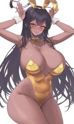 1girls black_hair blue_archive breasts brown_skin bunny_ears bunny_girl bunnysuit dark-skinned_female dark_skin female hi_res hips huge_breasts karin_(blue_archive) karin_(bunny)_(blue_archive) kuavera long_hair thick_thighs thighs wide_hips yellow_eyes