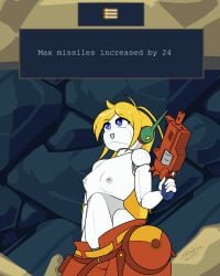 1girls 2023 animated big_breasts blonde_hair blue_eyes breast_expansion breasts cave_story clothed clothing curly_brace english_text female female_only firearm gift grey_nipples gun handgun headgear headwear huge_breasts large_breasts long_hair machine nipple_bulge nipple_slip nipples pants pointy_breasts revolver robot robot_girl robot_humanoid shirt solo solo_female text text_box topless topwear underboob weapon white_body zedrin
