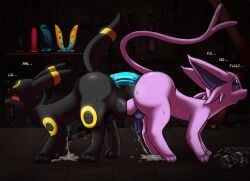 absurd_res all_fours anal anal_masturbation anal_orgasm anal_sex animal_genitalia animal_penis arched_back ass ass_to_ass ass_up balls balls_touching big_balls big_butt big_dildo big_penis blush bodily_fluids bondage_furniture canine_genitalia canine_penis comic cum dialogue digital_media_(artwork) dildo dildo_in_ass dildo_insertion double_dildo dripping drooling dungeon duo eeveelution ejaculation erection espeon excessive_cum excessive_genital_fluids feral flogger generation_2_pokemon genital_fluids genitals glistening hands-free heart_pupils hi_res huge_cock knot lolpiss looking_pleasured looking_up lube lube_bottle lube_drip male male/male masturbation musk musk_clouds nintendo nude object_in_ass orgasm orgasm_face paddle paws penetration penis penis_size_difference pokemon pokemon_(species) raised_tail saint_andrew's_cross saliva sequence sex sex_toy sex_toy_in_ass sex_toy_insertion sharing_double_dildo sharing_sex_toy side_view size_difference sweat tail tongue tongue_out toying_partner toying_self umbreon wide_hips
