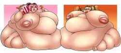 2females 2girls burnice_white cunning_hares duo duo_female duo_focus exposed_breasts exposed_fat_belly exposed_nipples fat fat_female fat_girl fat_woman female female_focus female_only hoyoverse light-skinned_female light_skin mihoyo mihoyo_technology_(shanghai)_co._ltd. nicole_demara obese obese_female sons_of_calydon weight_gain weight_gain_female zenless_zone_zero