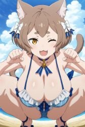1female 1girls 5_fingers :3 ai_assisted ai_generated animal_ears anthro anthro_female anthro_focus anthro_only beach beach_background bikini bikini_bottom bikini_top black_pupils blue_bikini blue_bikini_bottom blue_bikini_top blue_choker blue_sandals blush blush_lines blushing_at_viewer blushing_female brown_hair cat_ears cat_girl cat_pose cat_tail catgirl choker civitai cleavage cleavage_focus clothed clothed_anthro clothed_female coloredbin.ai coloredbin_ai cute_expression cute_face cute_fang ear_tuft face_focus felix_argyle female female_anthro female_focus female_only frilly_bikini front_view front_view_focus full_body full_body_view fully_clothed fully_clothed_anthro fully_clothed_female genderswap_(mtf) hair_bows hair_ornament hands_raised hands_up happy happy_female huge_boobs huge_breasts huge_breasts large_boobs large_breasts large_tits leg_raised light-skin light-skinned_female light_blush light_skin light_skinned_female looking_at_viewer low_angle low_angle_perspective low_angle_view massive_boobs massive_breasts massive_tits oerba_yun_fang one_eye_closed open_mouth outdoor_background outdoors outside plump_boobs plump_breasts plump_tits re:zero_kara_hajimeru_isekai_seikatsu rule_63 sandals seductive seductive_eyes seductive_gaze seductive_look short_hair smiling smiling_at_viewer solo solo_anthro solo_female solo_focus squatting squatting_pose squatting_position tail thick_eyebrows tongue white-skinned_female white_skin white_skinned_female yellow_eyes