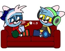 >_< accessory after_sex alpha_channel balls beverage blue_body blue_fur blush blush_stickers bodily_fluids bottomless bottomless_male bow_ribbon brother_(lore) brother_and_sister_(lore) candy chocolate closed_eyes clothed clothing cum cum_dripping_from_penis cum_from_pussy cum_in_pussy cum_inside dessert duo eggnant electronics erection female feral food fur furniture generation_7_pokemon genital_fluids genitals hair_accessory hair_ribbon hairbow headband headphones hi_res hoodie hot_chocolate incest_(lore) knot knotted_penis legwear looking_at_another looking_at_partner lunamann male male/female nintendo no_underwear on_sofa penis pokemon pokemon_(species) pregnant ribbons rin_snowblind_(lunamann) sibling_(lore) sister_(lore) sitting sitting_on_sofa sofa stockings stufful sweater topwear yellow_eyes