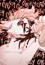 anthro bodily_fluids canid canine corruption cum cum_from_ear cum_from_eyes cum_in_ear cum_in_mouth cum_inside duo excessive_cum excessive_genital_fluids fellatio fennec_fox fox genital_fluids goo_creature hypnosis latex liquid_latex male male/male mammal mind_break mind_control oral penile restricted_palette sex slime slyasafoxibou true_fox
