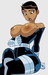 1girls bodysuit breasts brown_skin large_breasts maria_hill maria_hill_(earth's_mightiest_heroes) marvel monke_brush nipples wide_hips