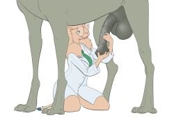 animal_genitalia animal_penis anthro anthro_on_feral balls biped bovid canid canine canis caprine causationcorrelation claws domestic_dog duo equine_genitalia equine_penis eyewear female feral fingers flared_penis floppy_ears fur genitals gertrude_vick glasses goat half-erect hooves hybrid lagomorph leporid male male/female mammal penis quadruped rabbit simple_background vein veiny_penis white_background zoophilia