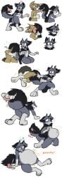 2018 all_fours almost_fully_inside anthro ass biped black_body black_fur black_nose black_tail bloated bodily_fluids brown_body brown_fur cloak cloak_only clothing colored core countershade_face countershade_fur countershade_torso countershading digestion digestion_noises dipstick_tail distracted dizzy drooling duo english_text face_lick fur gloves_(marking) grey_body grey_fur hi_res interrobang kneeling leg_markings legs_together licking lying male markings medik_jackal motion_lines multicolored_body multicolored_fur nude on_back one_eye_half-closed onomatopoeia open_mouth oral_vore partially_inside petting rumbling_stomach saliva same_size_vore sequence simple_background sitting sitting_on_ground smile socks_(marking) sound_effects spread_legs spreading standing surprise sweat tail tail_fetish tail_markings tail_mouth tail_petting tail_play tail_vore tan_body tan_fur teeth text tongue tongue_out unusual_anatomy unusual_tail virmir virmir_(character) vore white_body white_countershading white_fur white_markings wide_eyed writing_utensil