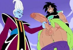 2boys ai_generated big_penis blue_skin broly_(dragon_ball_super) dragon_ball dragon_ball_super fellas femboy gay girly handjob imminent_sex male muscular muscular_male novelai penis taller_male thick_thighs trap whis white_hair wide_hips yaoi
