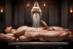 1boy1girl abs ai_generated altar armpit_hair armpits balls ballsack biceps circumcised circumcised_penis closed_eyes clothed_female clothed_female_nude_male cum cum_dripping_from_penis cum_on_body cum_on_pecs cum_on_pectorals cum_on_stomach dagger dom/sub dominant_female dominant_female_submissive_male ejaculation erect_penis erection female_dominating_male female_domination femdom ginger ginger_male ginger_pubes ginger_pubic_hair human_male human_only human_sacrifice imminent_death jeepguyinsd lats_(muscle) male male/female male_focus male_human male_nipples male_sub male_victim muscle muscles muscular muscular_human muscular_male muscular_sub naked_male naked_male_with_clothed_female nude_male nude_male_clothed_female obliques on_back original pecs priestess quads red_hair red_hair red_pubes red_pubic_hair redhead_male ritual ritual_sacrifice robes sacrifice sacrificial_altar sacrificial_offering small_nipples smooth_balls smooth_chest submissive_male testicles torch_light torches trance triceps uncensored veiny_arms willing_snuff willing_sub