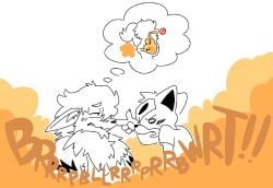 anthro arcanine blush canid canine ears_down facial_tuft fangs fart fart_cloud fart_everywhere fart_fetish fluffy gas gassy head_tuft houndour kibblekritterz_(artist) long_ears neck_tuft oerba_yun_fang pokemon shocked_expression surprised tank_top