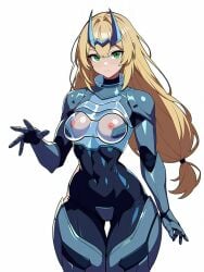 ai_generated armor blonde_hair blue_armor breastplate covered_navel crotch_plate fake_horns female green_eyes long_hair low-tied_long_hair nipples oversized_breast_cup oversized_clothes power_armor sci-fi see-through see-through_breasts see-through_clothing see-through_top skin_tight small_breasts small_waist solo standing thick_thighs thigh_gap three-quarter_portrait tiara tight_clothing transparent_bra transparent_clothing zorkpics