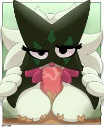 animal_genitalia anthro anthro_on_anthro anthro_penetrated anthro_penetrating anthro_penetrating_anthro big_breasts breast_play breasts canine_genitalia duo felid feline fellatio female generation_9_pokemon genitals hi_res male male/female mammal meowscarada nintendo oral oral_penetration penetration penile pokemon pokemon_(species) sex simple_background titjob velixx