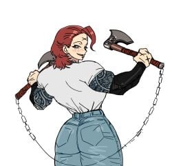 axe muscular muscular_female pants tattoo yanolza01