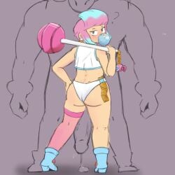 ass berry_(brawl_stars) bibi_(brawl_stars) brawl_stars bubble_gum condom_wrapper panties precum pricklemelon sketch