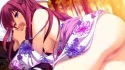 1boy all_fours ass bare_shoulders blue_eyes breasts censored clothes_lift cowboy_shot dutch_angle elbow_rest erection eyebrows_hidden_by_hair faceless faceless_male fellatio female forest from_behind fumio_(ura_fmo) game_cg grisaia_(series) grisaia_no_kajitsu hair_between_eyes hair_rings half-closed_eyes handjob hanging_breasts head_out_of_frame japanese_clothes kazami_yuuji kimono kimono_lift kimono_pull large_breasts light_blush long_hair looking_to_the_side mosaic_censoring nature nipples no_bra no_panties non-web_source obi official_art on_grass open_fly oral out_of_frame outdoors penis penis_out pink_sash print_kimono puffy_nipples pussy raised_inner_eyebrows red_hair sash sidelocks sparkling_eyes suou_amane thick_eyelashes thighs tree very_long_hair waist_sash white_kimono