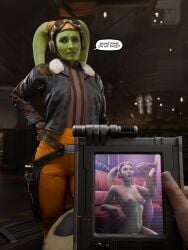 1boy 1girls 3d alien_girl cum cum_on_body english_text green_skin hera_syndulla naked naked_female nude nude_female penis pov pov_eye_contact quick_e speech_bubble star_wars text text_bubble