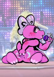 1girls anus ass ass_focus birdetta birdo blush digital_drawing_(artwork) dinosaur fat_ass female female_focus female_only lowered_eyelids mario_(series) nintendo pink_body pink_skin ring super_mario_bros.