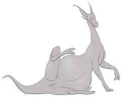 animal_genitalia causationcorrelation cloaca dragon female feral genitals grey_body mythological_creature mythological_scalie mythology pregnant pregnant_female pregnant_feral scalie simple_background solo tail white_background