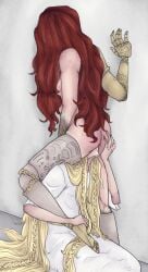 1boy1girl amputee brother_and_sister cinderflower clothed_male_nude_female convenient_censoring cunnilingus elden_ring female femboy femboy_on_female fromsoftware incest malenia_blade_of_miquella miquella oral_sex prosthetic sibling_incest twincest twins