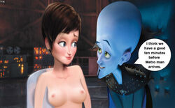 1boy 1girls alien blue_skin dreamworks english english_text female human male megamind megamind_(character) paramount_pictures roxanne_ritchi speech_bubble th-gimpnoob