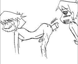 2d_(gorillaz) gay gorillaz male male_only murdoc_niccals penis white_background yaoi