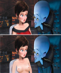 1boy 1girls alien blue_skin dreamworks female human male megamind megamind_(character) paramount_pictures roxanne_ritchi th-gimpnoob