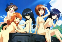 akiyama_yukari female_only girls_und_panzer isuzu_hana multiple_girls nishizumi_miho nude reizei_mako small_breasts takebe_saori