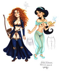 1001_nights 2girls adapted_costume aladdin arabian arabian_clothes arabian_costume arrows assless_pants bare_ass bare_breasts black_hair boots bottomless bottomless_female bow brave breastless_clothes breastless_clothing breasts breasts_out casual_nudity crossover crotchless crotchless_clothes crotchless_clothing curly_hair dark_nipples dialogue disney disney_princess earrings english_text erotic_costume erotic_earth exposed_ass exposed_breasts exposed_nipples exposed_pussy exposed_torso female female_only freckles functionally_nude functionally_nude_female half_dressed harem_outfit headband human lamp long_hair magic_lamp merida middle_eastern middle_eastern_clothing middle_eastern_female multiple_females naked navel nipples nude nude_female one_thousand_and_one_nights open_clothes orange_hair persian_clothing persian_female pixar princess_jasmine pubic_hair pussy pussy_visible_through_clothes quiver red_hair redhead see-through_clothing shameless shelf_bra slippers slit straight_hair tcatt teen teenage_girl teenager thigh_boots topless topless_female transparent_clothing vulva