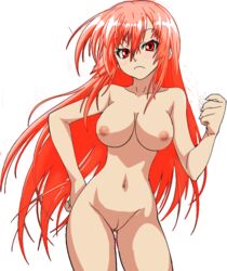 edit female innie_pussy kurokami_medaka looking_at_viewer medaka_box nude pose red_hair solo