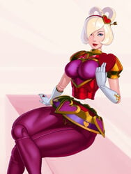 aka6 blonde_hair blue_eyes breasts gloves heart heartbreakers_series heartseeker_orianna league_of_legends orianna robot robot_girl robot_joints tagme valentine's_day