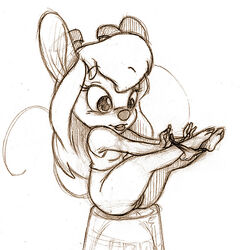 anthro chip_'n_dale_rescue_rangers disney female female_only furry gadget_hackwrench mammal monochrome mouse nezuya pussy rodent sketch solo tagme