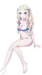 aged_up alternate_breast_size beatrice_(re:zero) bikini blonde_hair blue_eyes camui1104 female long_hair looking_at_viewer medium_breasts midriff na-suke na_suke1104 navel older open_mouth re:zero_kara_hajimeru_isekai_seikatsu shiny sidelocks symbol-shaped_pupils thighs twintails