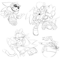 dr_robotnik female furry greyscale hedgehog male mammal ravnic sally_acorn sega sonic_(series) sonic_the_hedgehog straight tails wave_the_swallow