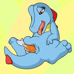 blue_body brown_eyes crocodile female feral_unbirthing_feral ferret_cyan flygon_(artist) nintendo pokemon pussy reptile scalie totodile unbirthing video_games vore