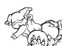 animated audino buggery female from_behind furry interspecies line_art linepaperbitches! male monochrome nudity pokemon straight white_background